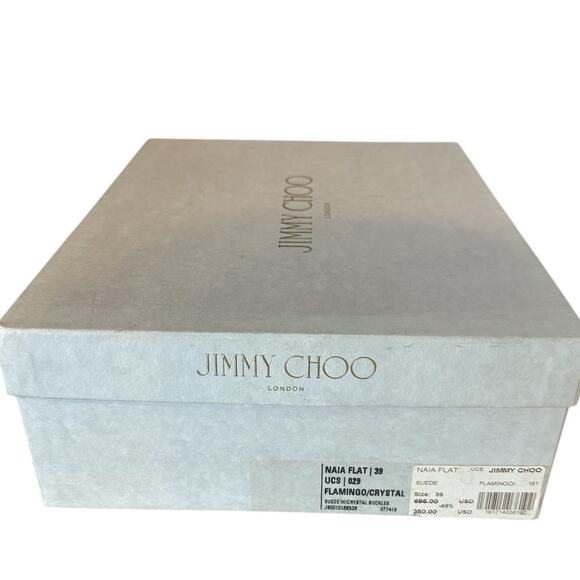 Jimmy Choo Naia Pink Suede Crystal Buckle Gladiator Flat Sandals 39 - Picture 9 of 11